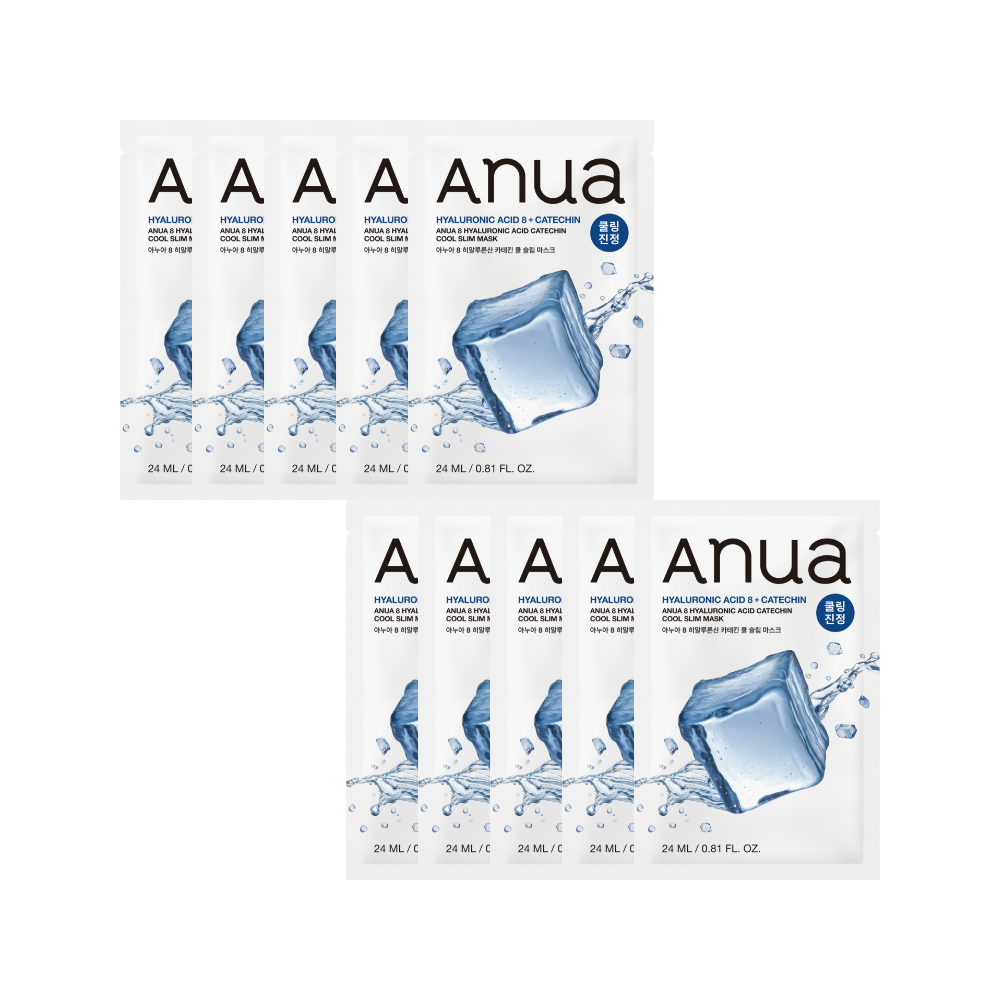 Mediheal Anua hyaluronic acid catechin cool slim mask 10pcs, 1pcs Korean